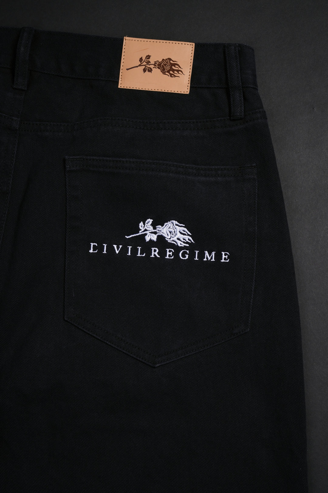 Pumpkin Freight Raw Denim Jeans in Black/Hallow Orange
