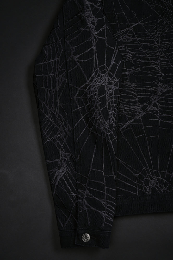 Pumpkin Freight Raw Denim Jacket in Black/Hallow Orange