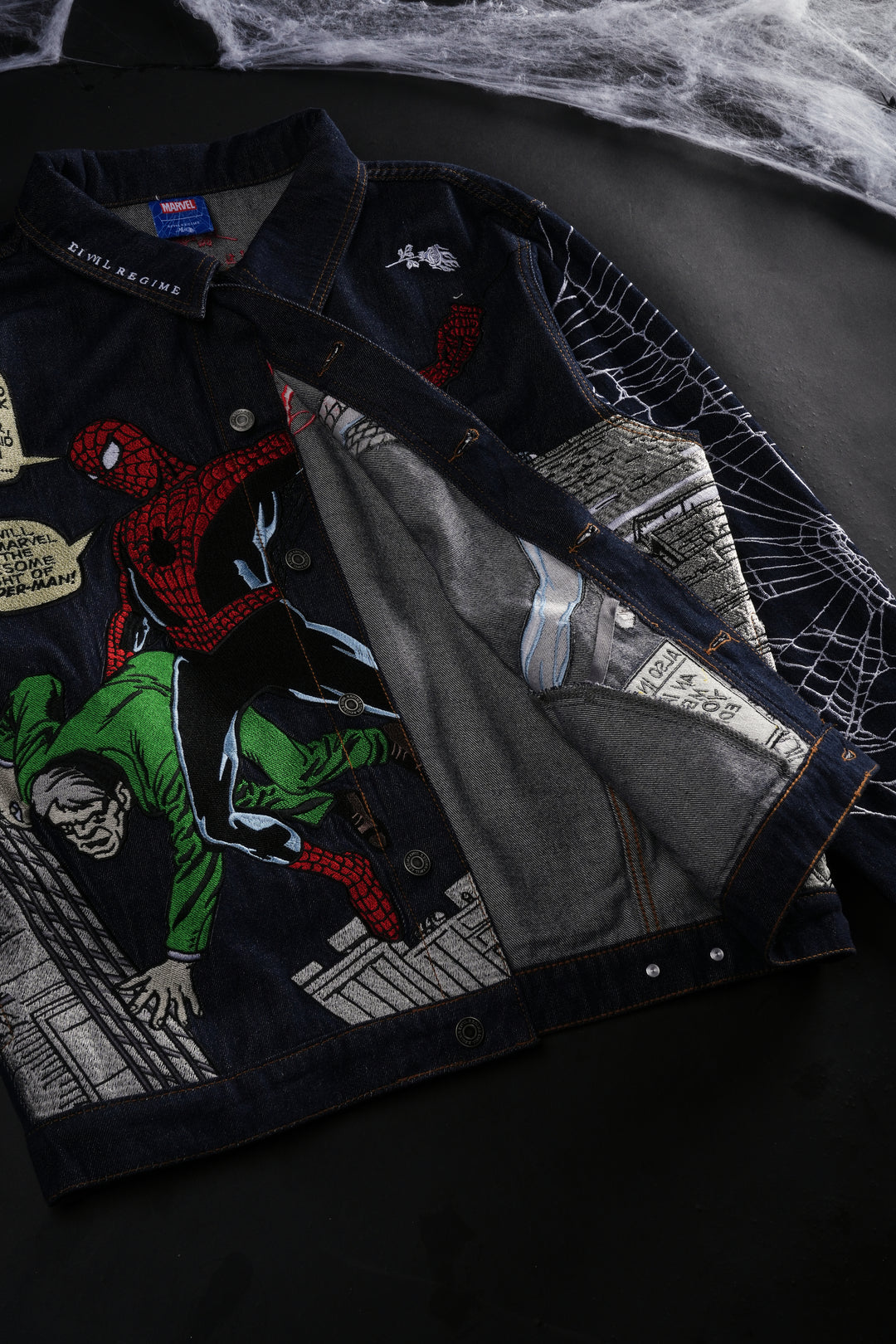 Webs From Concrete Raw Denim Jacket in Denim Blue