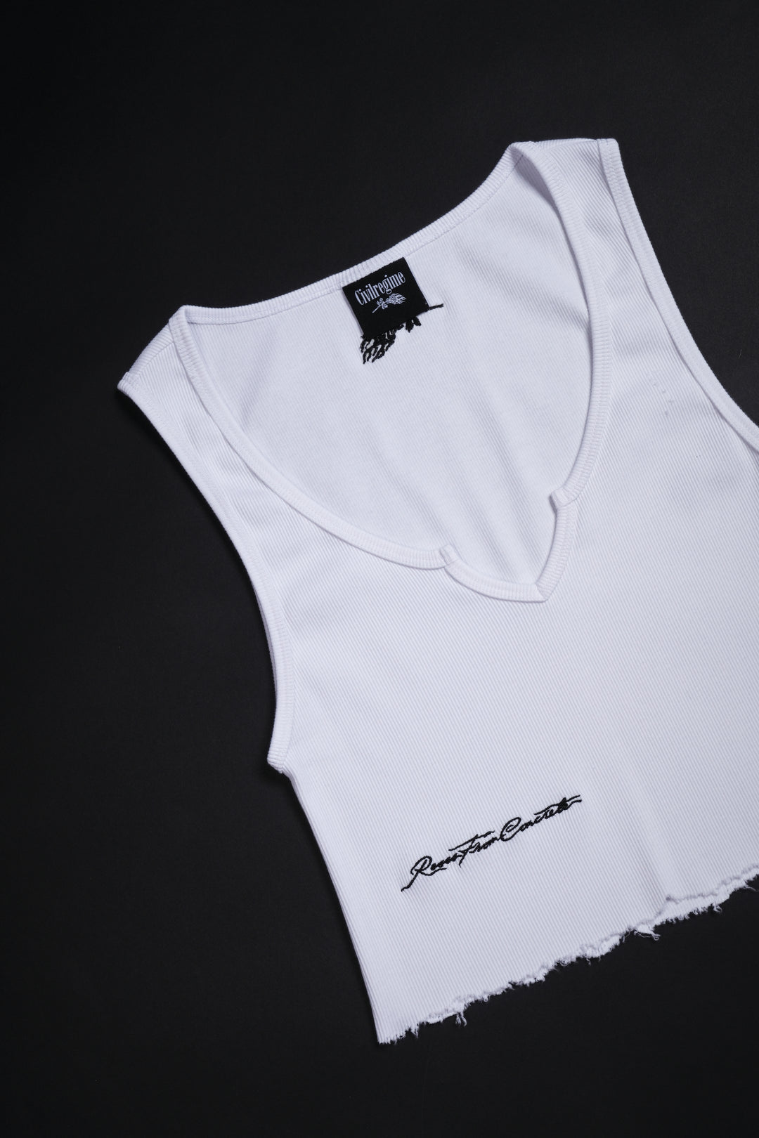 Civil Rose Raw Edge Rib Tank in White