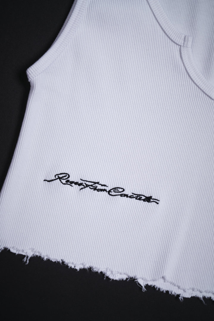 Civil Rose Raw Edge Rib Tank in White