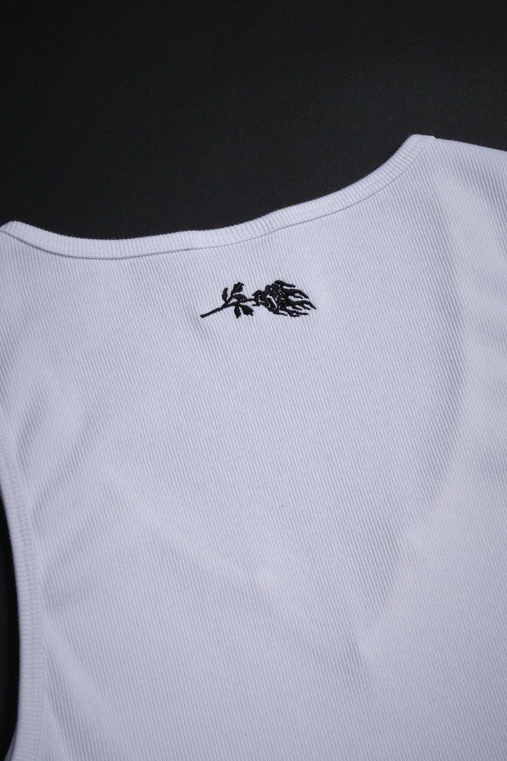 Civil Rose Raw Edge Rib Tank in White