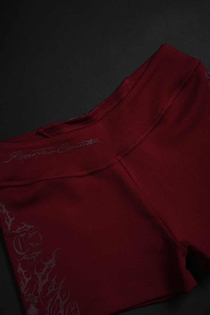 Rose Amore Laced Up Rose Shorts in Radiant Red