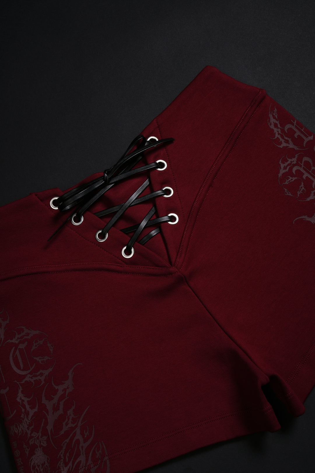 Rose Amore Laced Up Rose Shorts in Radiant Red