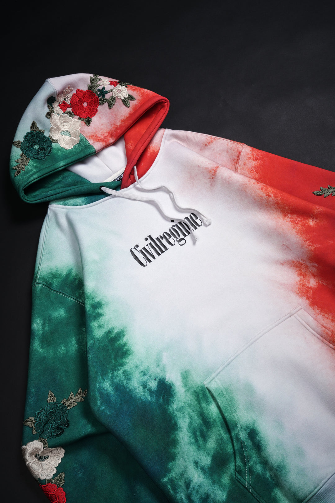 Viva La Rose Indie Classic Hoodie in Deep Green/Butter/Radiant Red