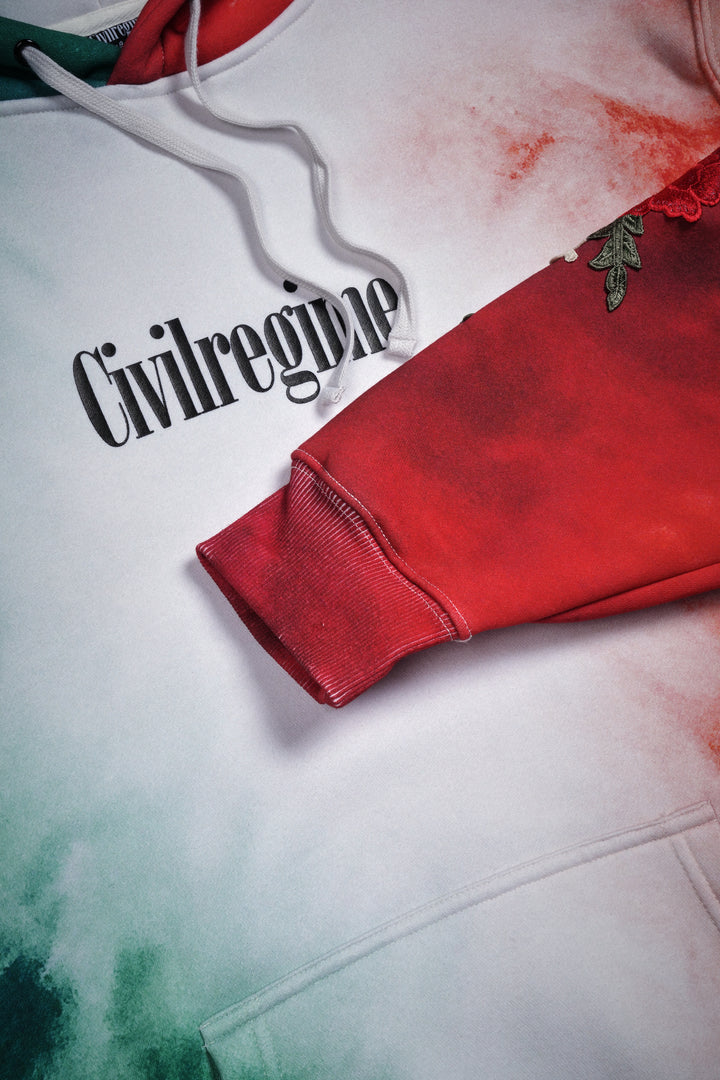 Viva La Rose Indie Classic Hoodie in Deep Green/Butter/Radiant Red