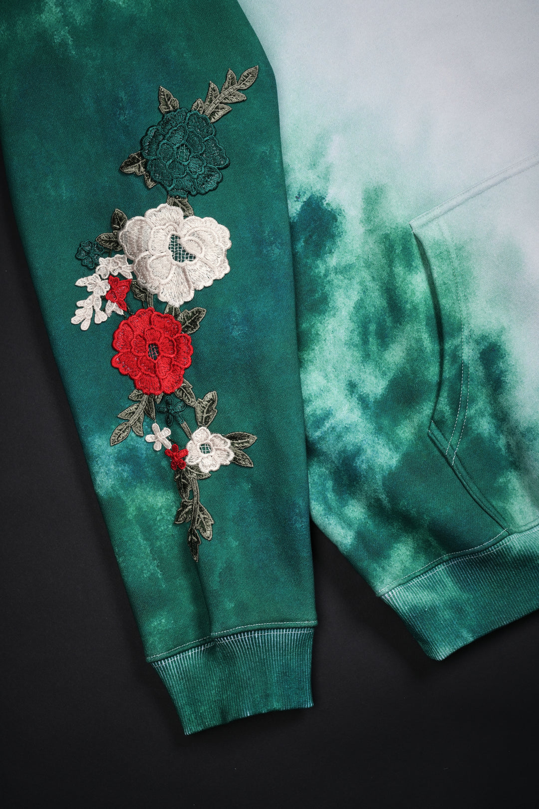 Viva La Rose Indie Classic Hoodie in Deep Green/Butter/Radiant Red