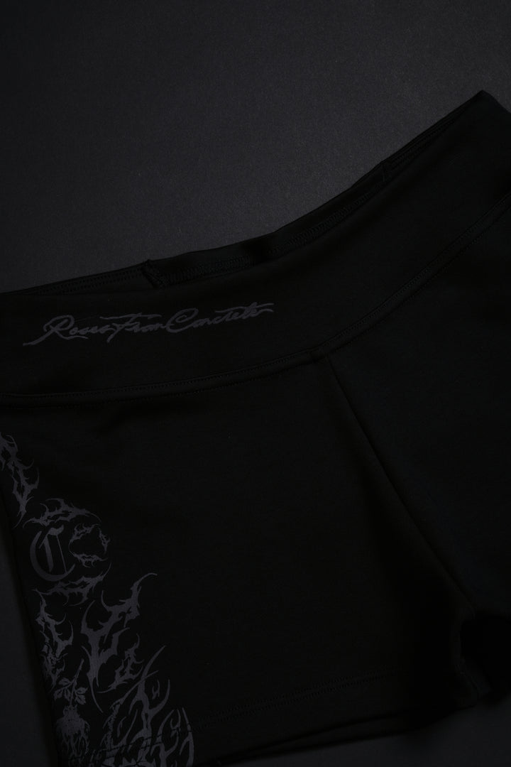 Rose Amore Laced Up Rose Shorts in Black