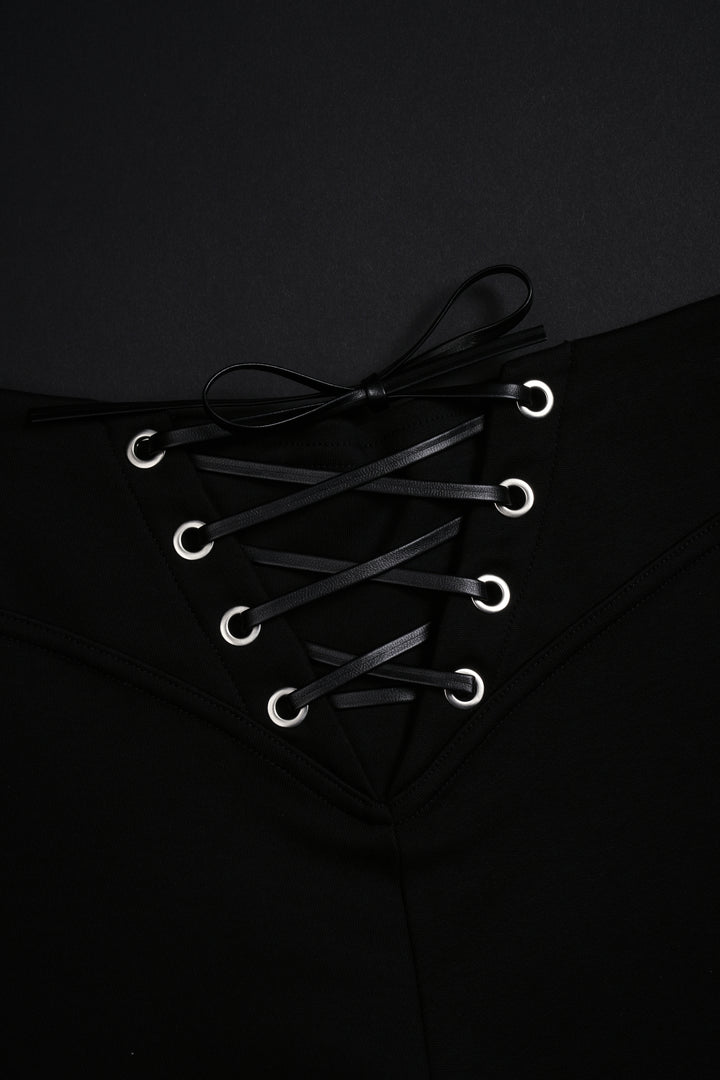 Rose Amore Laced Up Rose Shorts in Black