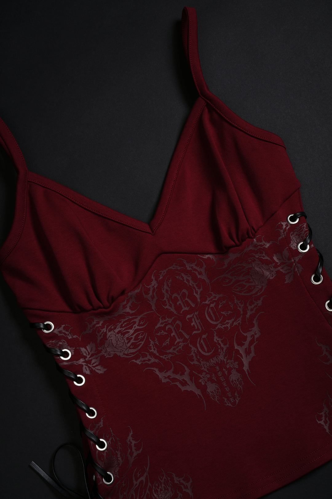 Rose Amore Laced Up Rose Tank in Radiant Red