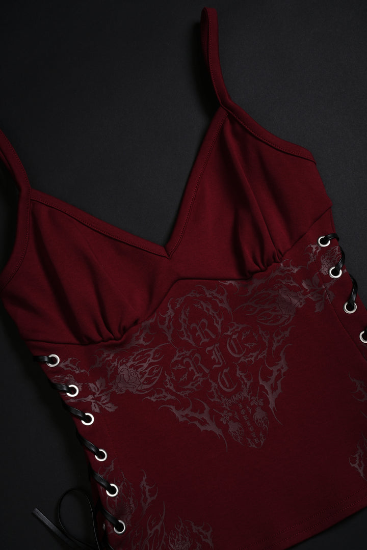 Rose Amore Laced Up Rose Tank in Radiant Red
