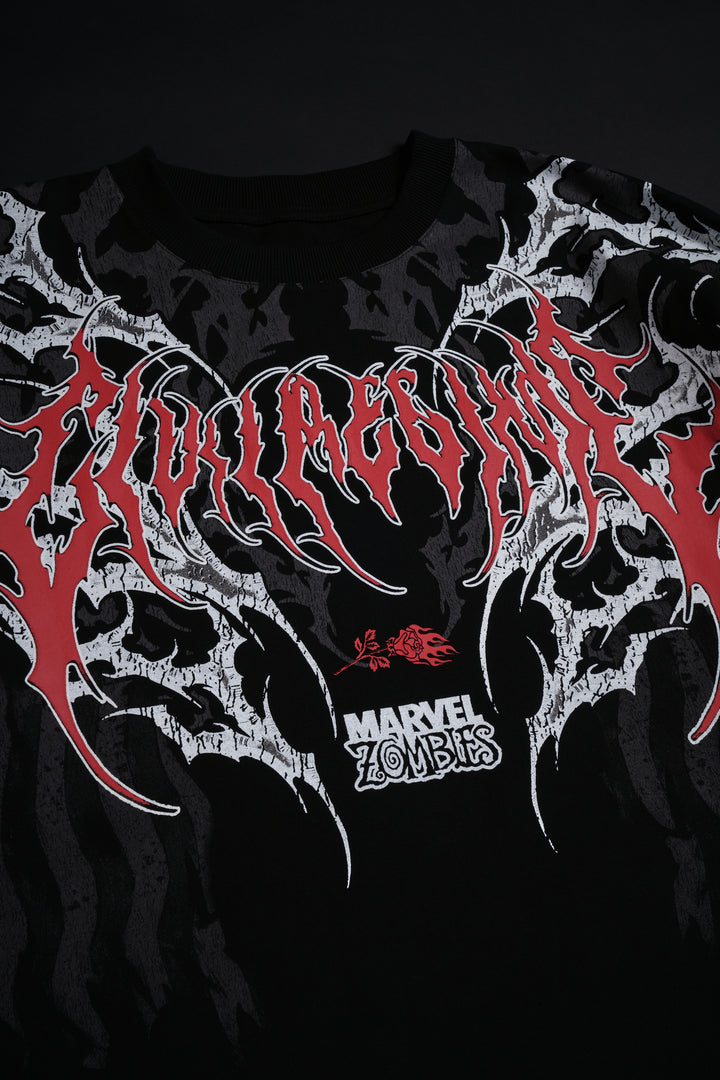 Captain America Zombie "Side By Side" 199X Oversized Tee in Black