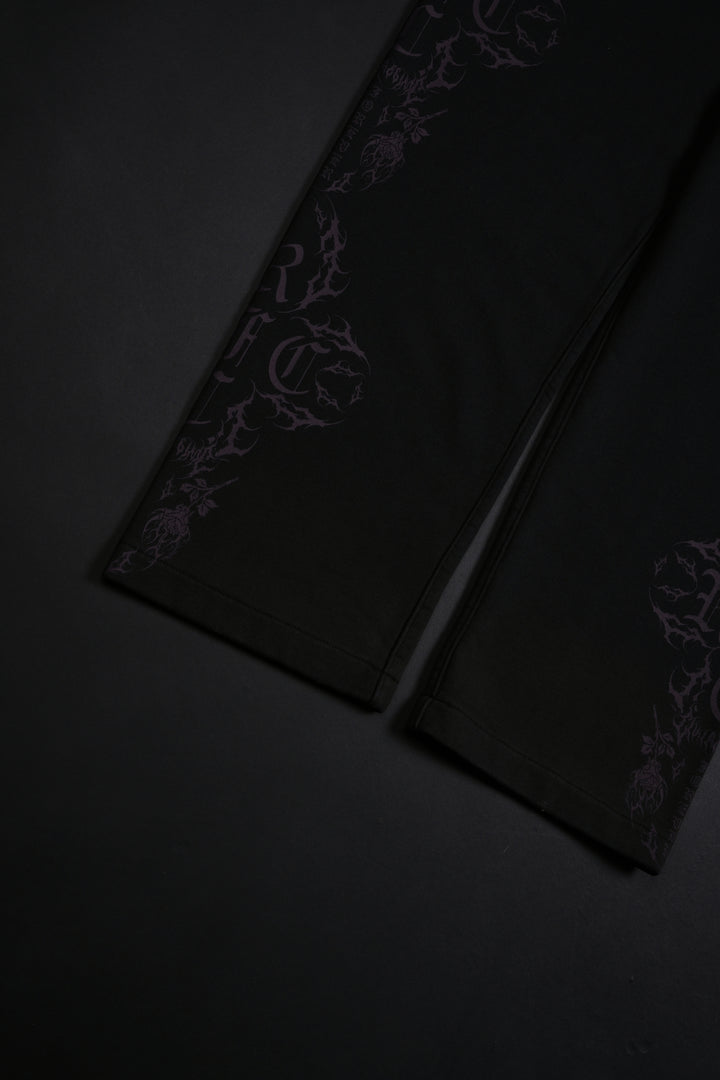 Roses In The Bloom Wide Leg Pants in Black