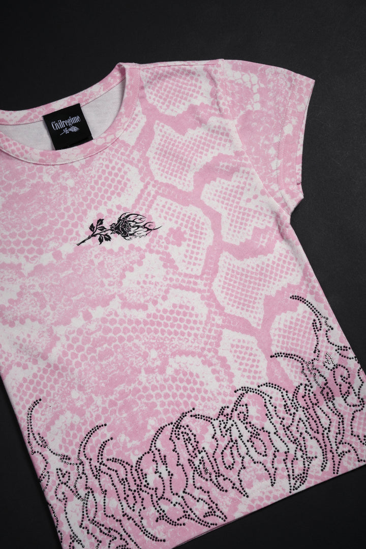 Boa Bliss Baby Tee in Baby Pink Snake