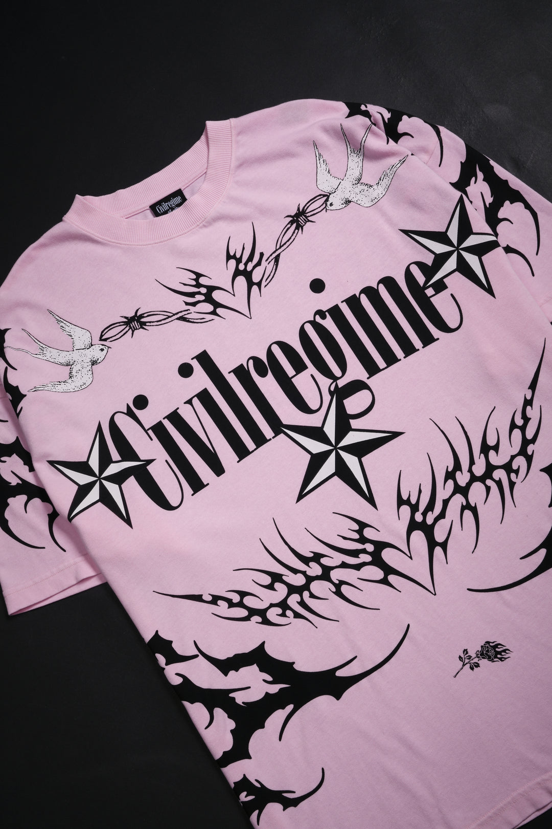 Fracture American Classic Oversized Tee in Baby Pink