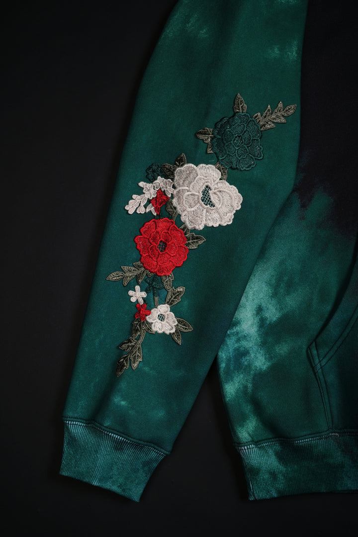 (THIS SHIIIII FREEE!!) Viva La Rose Indie Classic Hoodie in Deep Green/Black/Radiant Red