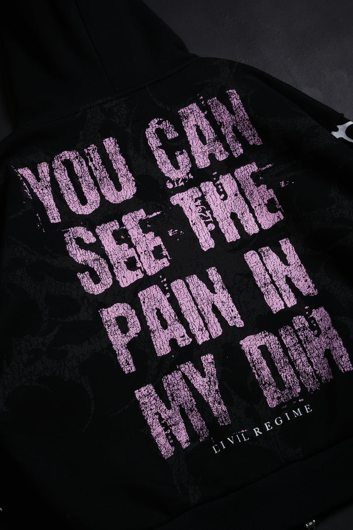Pain In My Dih Civil Zip Up Hoodie in Black