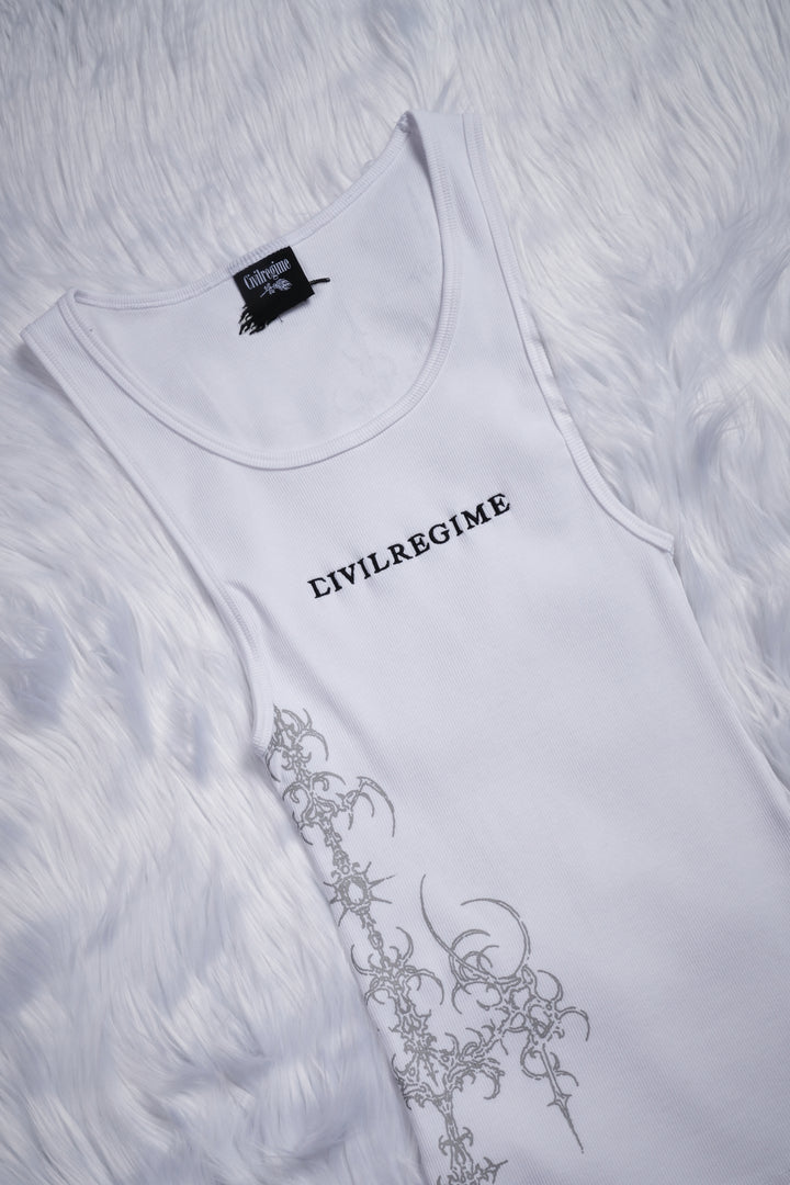 Cyber Bloom Tank Top in White