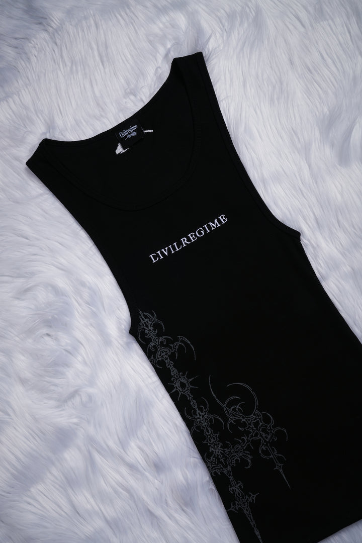 Cyber Bloom Tank Top in Black