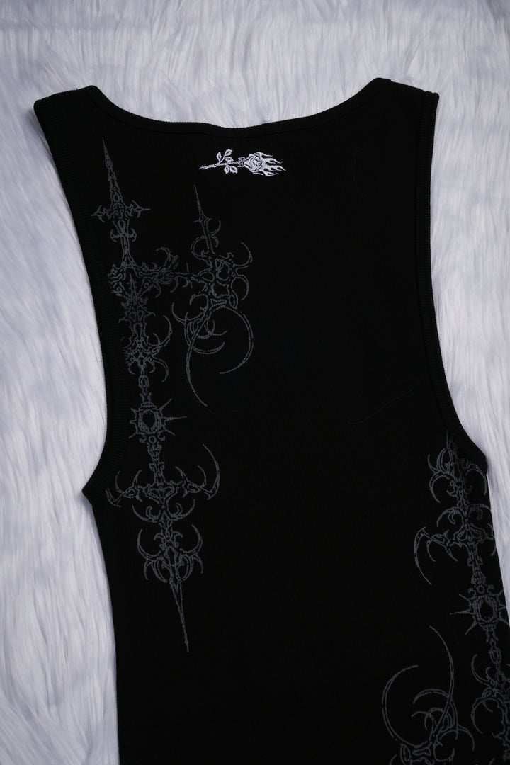 Cyber Bloom Tank Top in Black