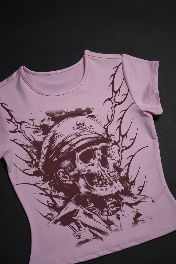 Captain Barbarian Energy Baby Tee in Baby Pink