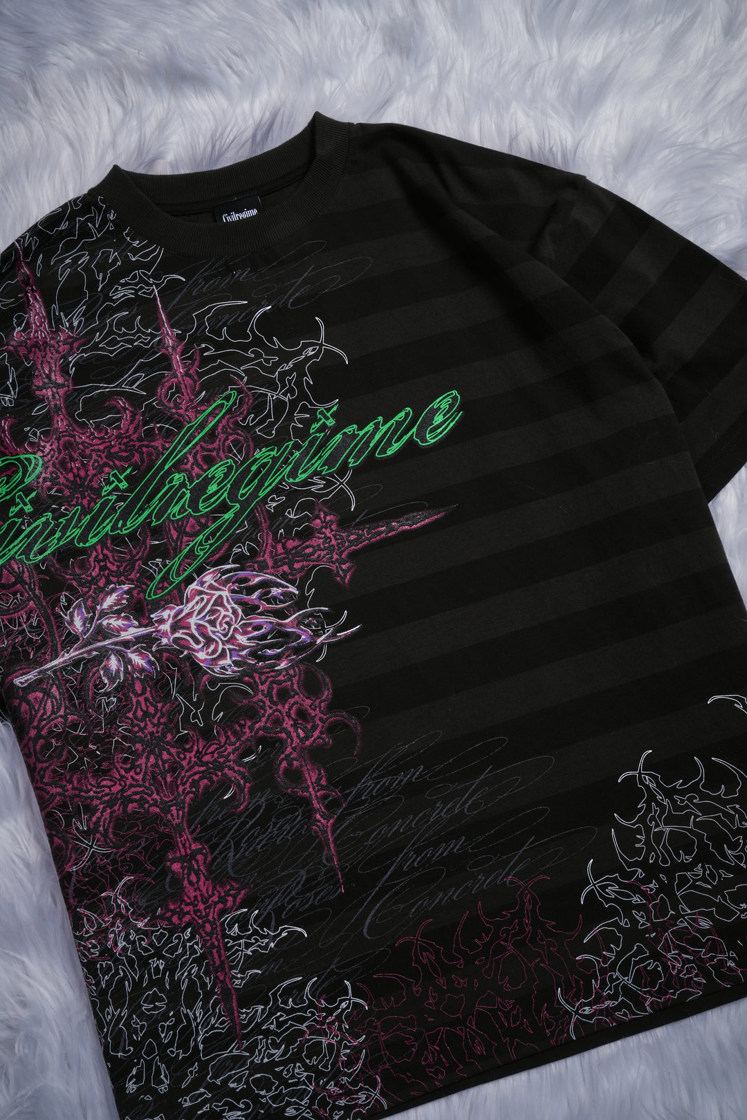Lions And Lambs 199X Oversized Tee in Black Stripe