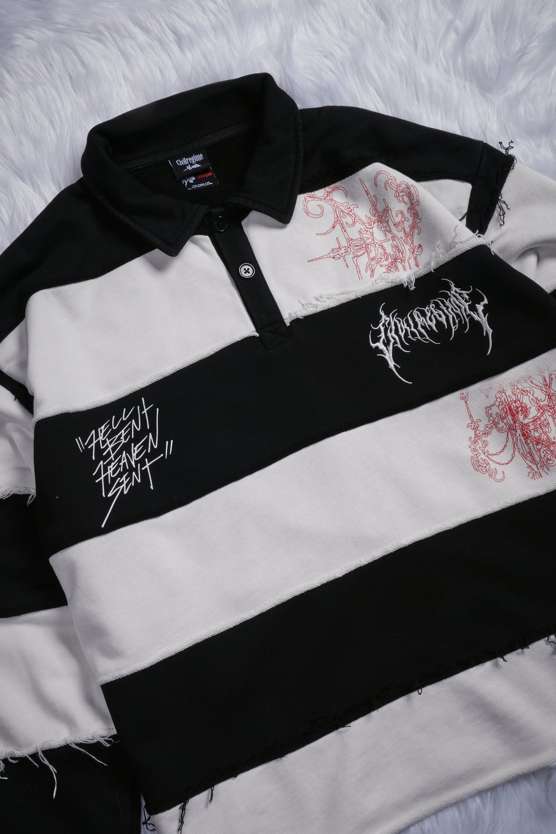 Faint Of Heart Rugby Shirt in Black/White