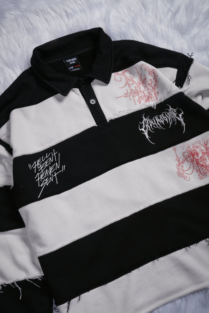Faint Of Heart Rugby Shirt in Black/White