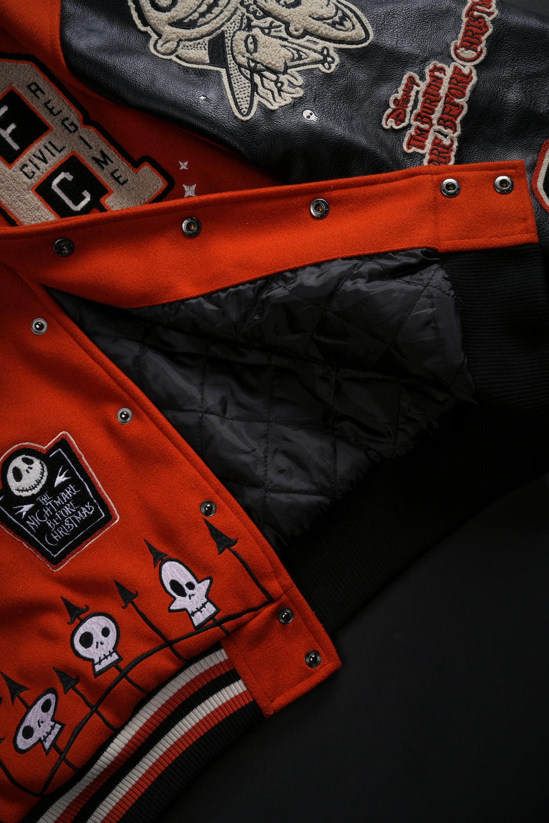 Oogie Boogie Letterman Jacket in Pumpkin Orange/Black