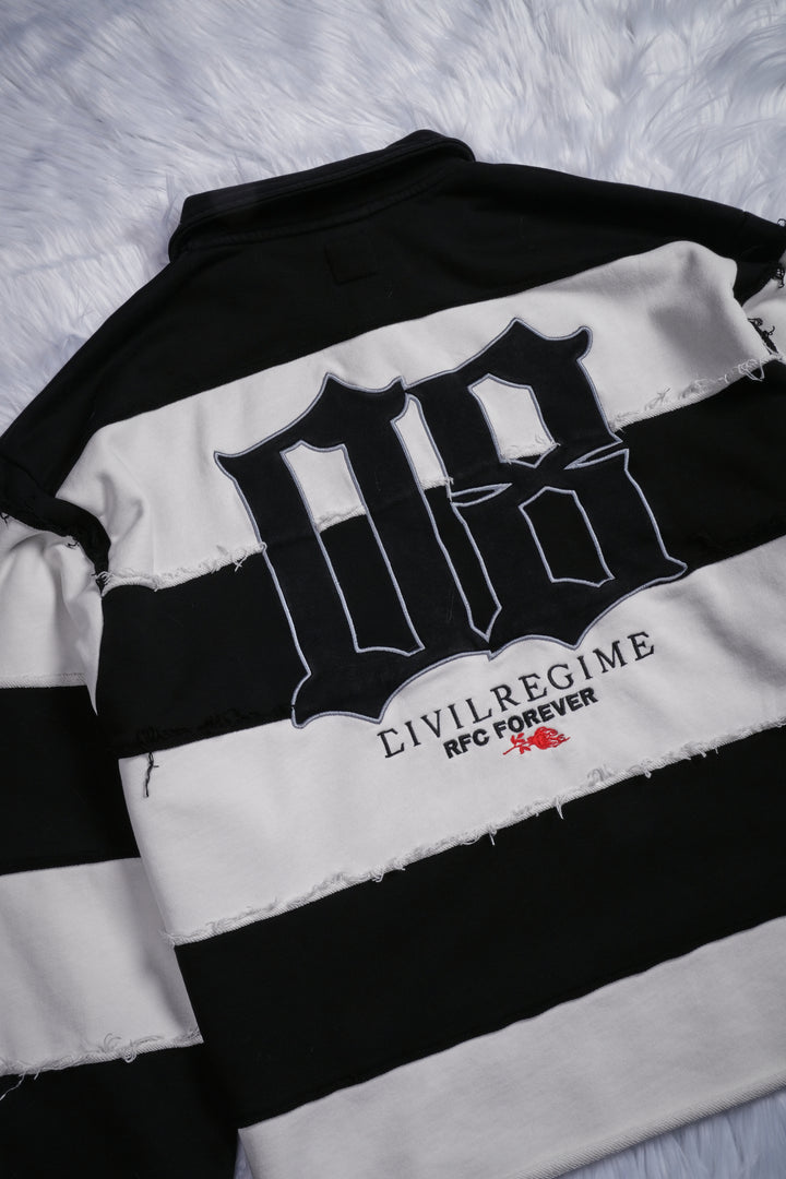 Faint Of Heart Rugby Shirt in Black/White