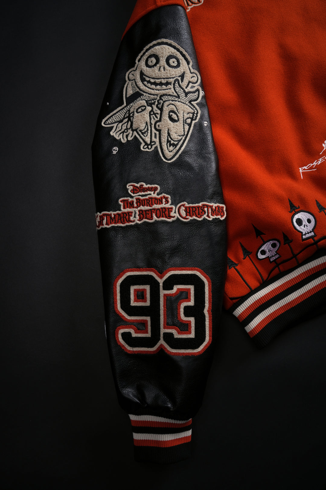 Oogie Boogie Letterman Jacket in Pumpkin Orange/Black