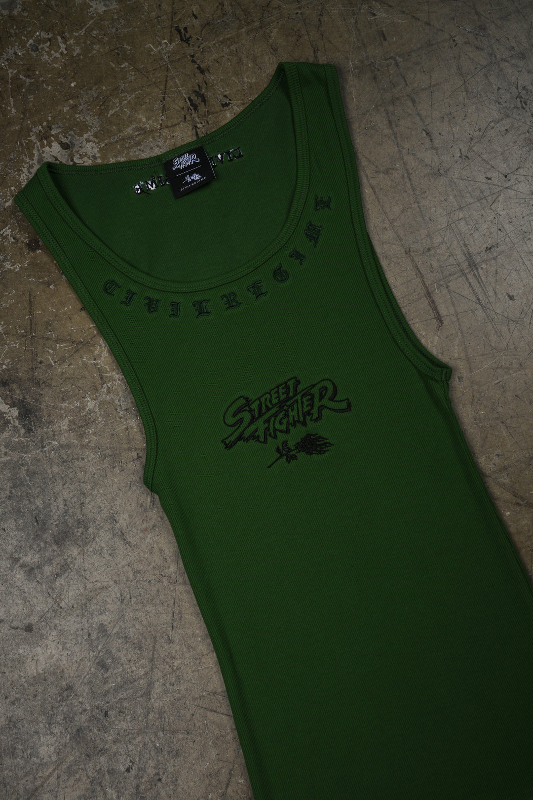 Fighters Forever Ribbed Tank in Olive Green