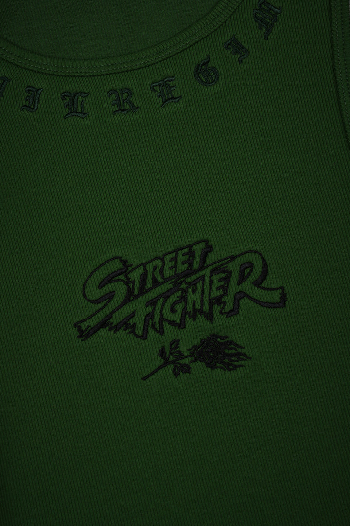 Fighters Forever Ribbed Tank in Olive Green
