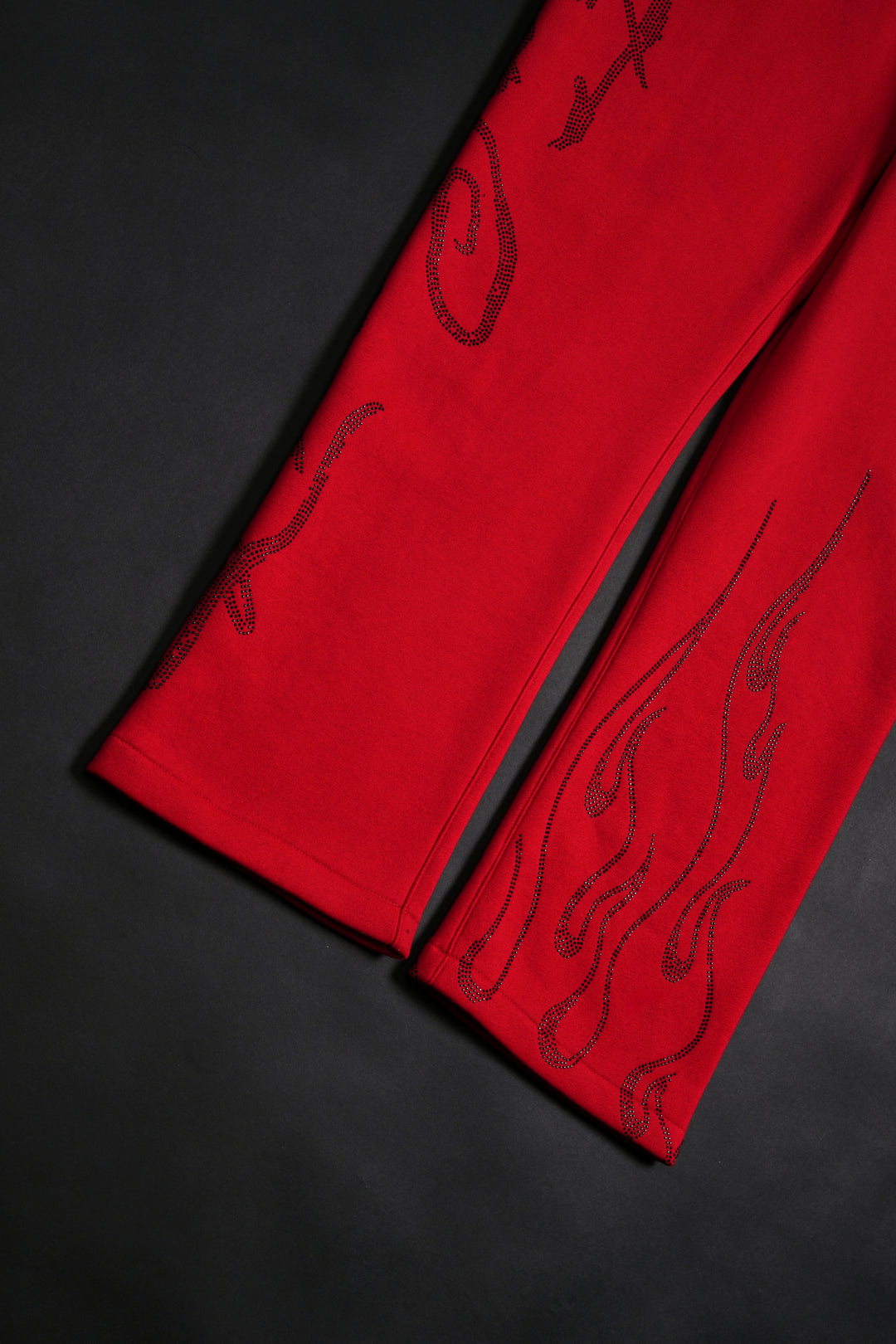Trail Of Ashes Wide Leg Fleece Pants in Cherry Red