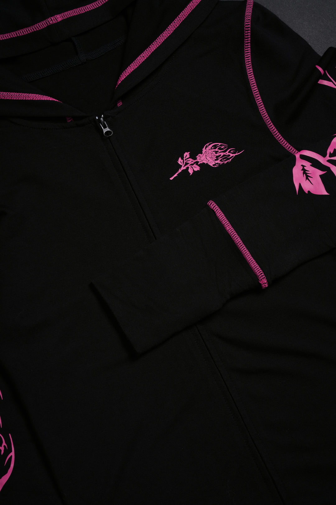 Roses's Kiss Pookie Zip Up Hoodie in Black