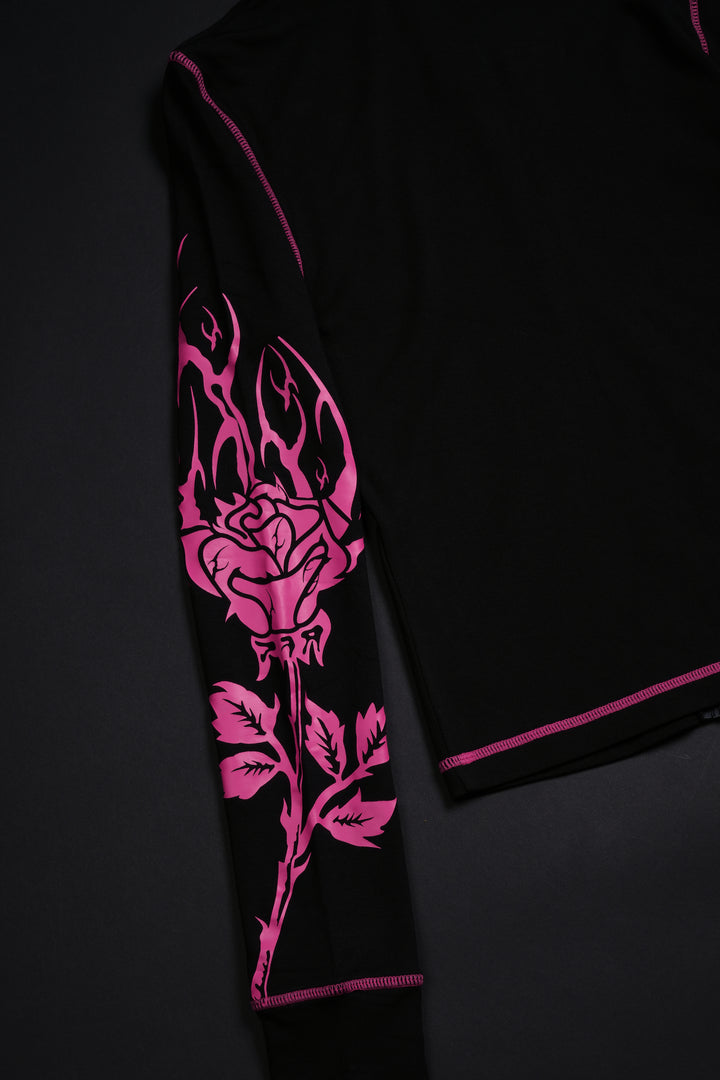 Roses's Kiss Pookie Zip Up Hoodie in Black