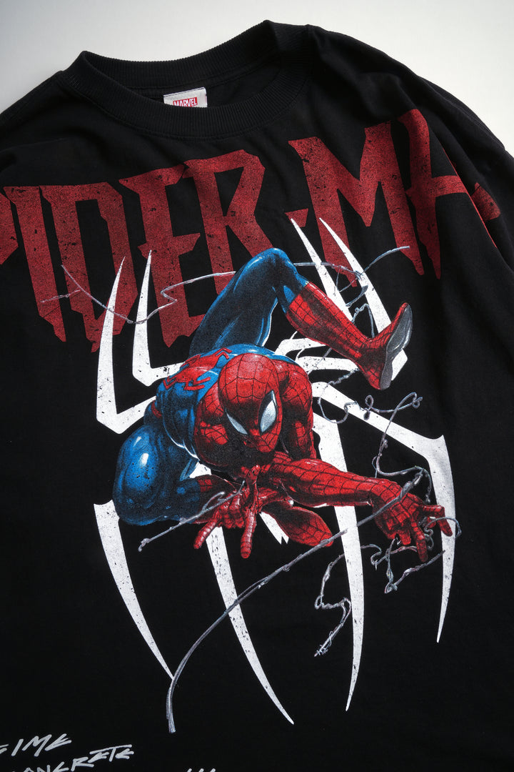 Spiderman Webs 199X Oversized Tee in Black