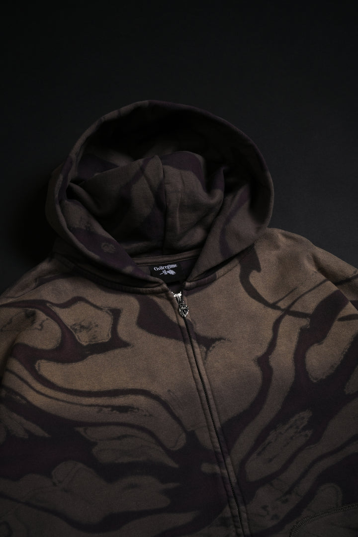 Midnight Whisper Civil Zip Up Hoodie in Purple Stream