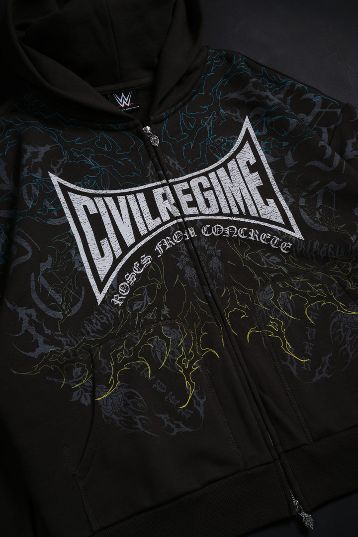 Rey Serpiente Civil Zip Up Hoodie in Pigment Wash Brown