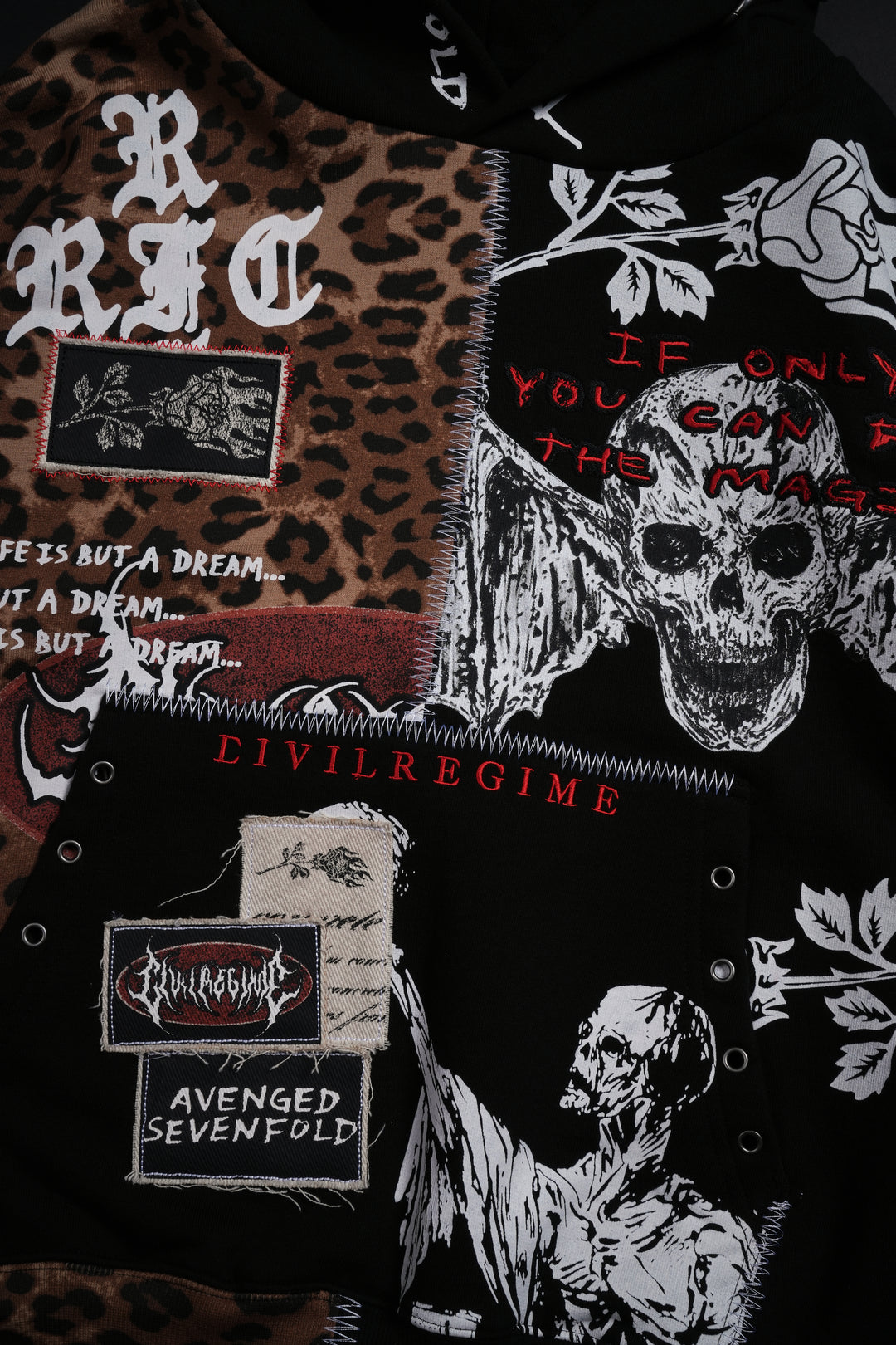 Pieces Of You Destroy Hoodie in Leopard Black