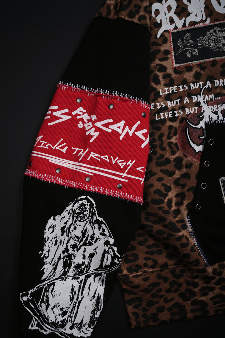 Pieces Of You Destroy Hoodie in Leopard Black