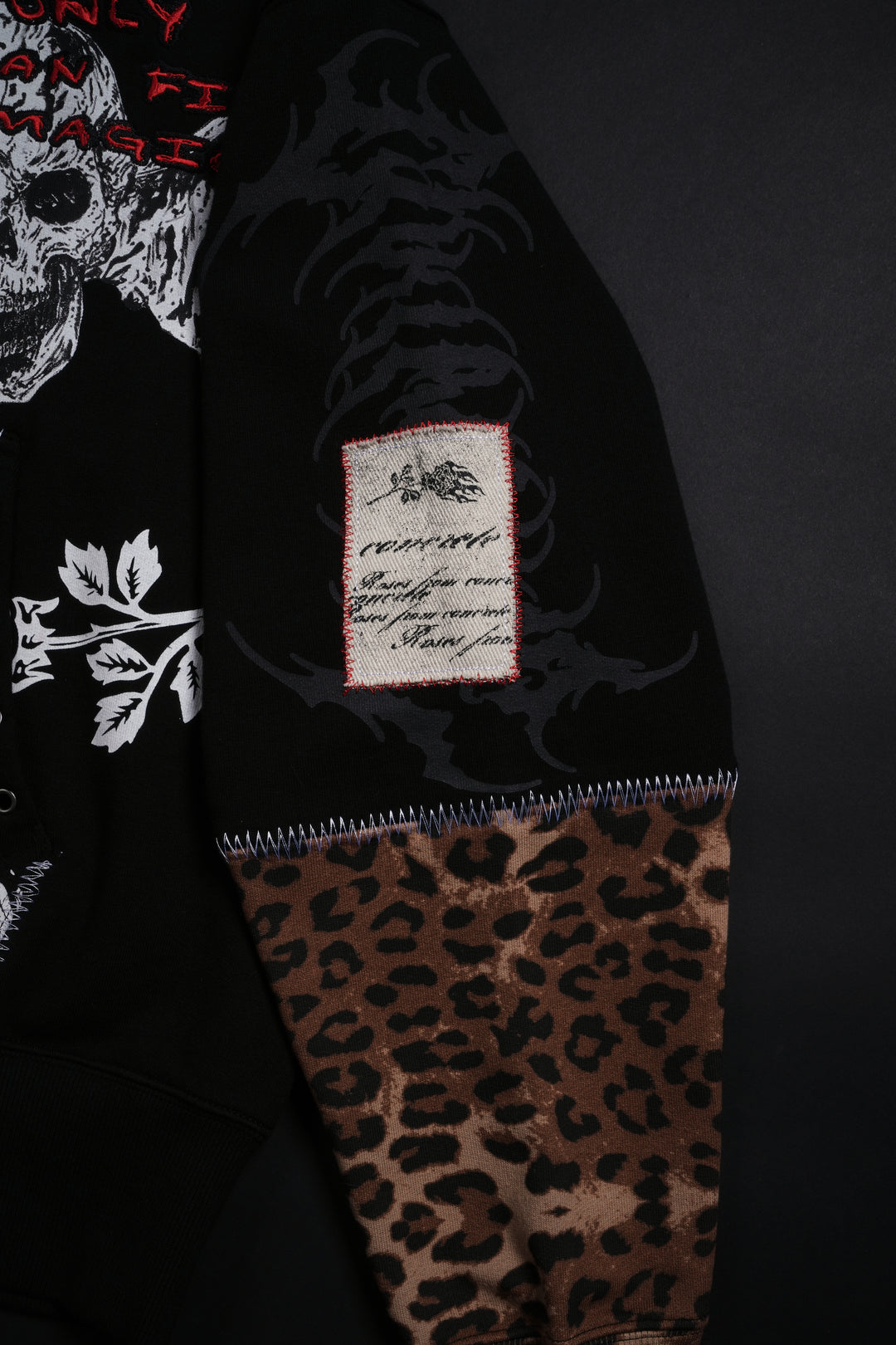 Pieces Of You Destroy Hoodie in Leopard Black