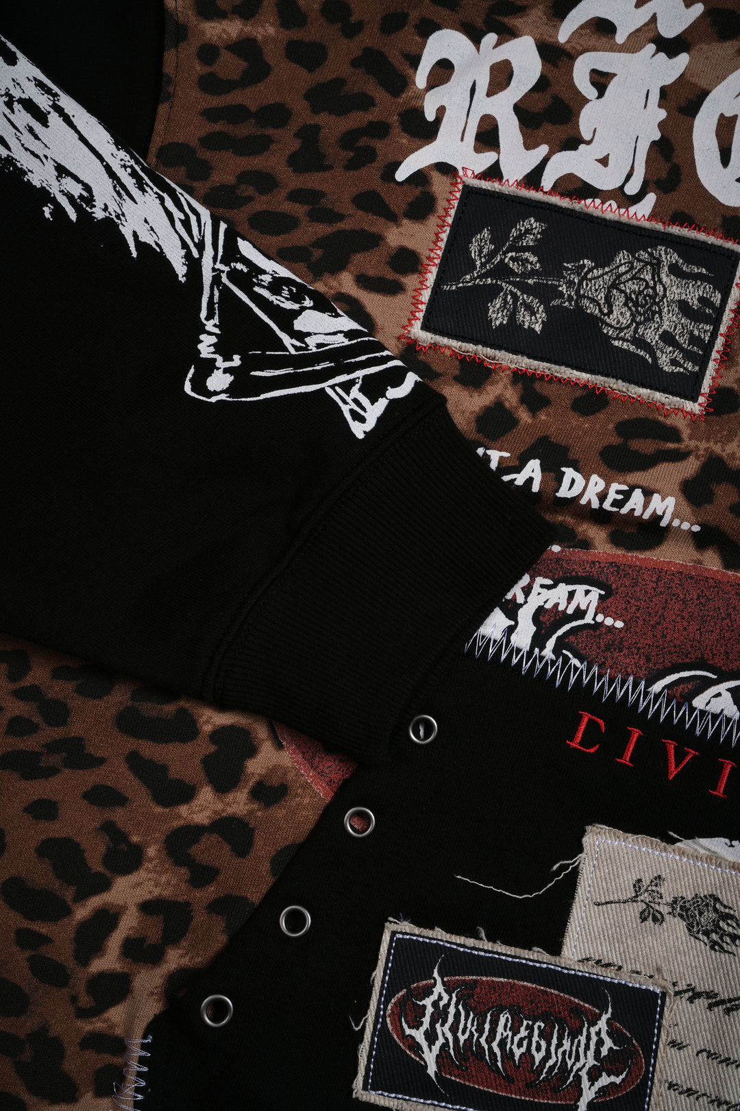 Pieces Of You Destroy Hoodie in Leopard Black