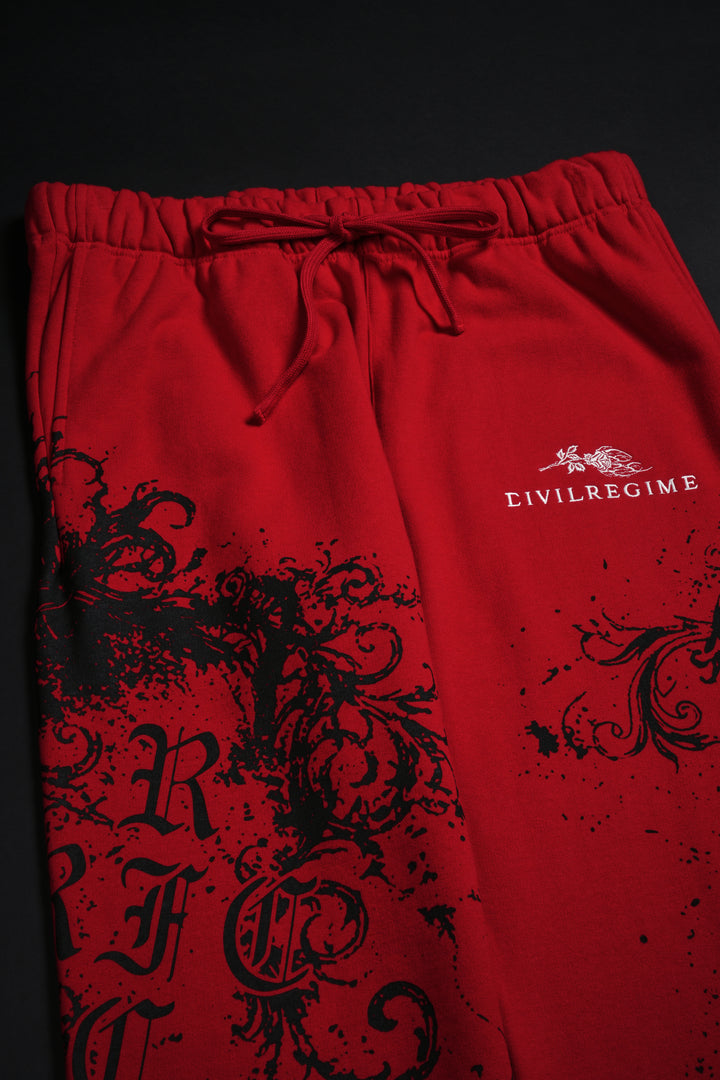 Ancient Ones Eternal Wide Leg Fleece Pants in E-Red