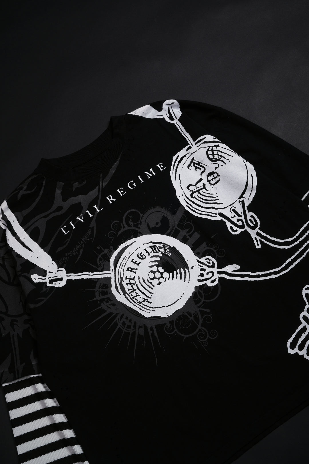 Music On, World Off Distressed Twofer in Black Stripe Black/White