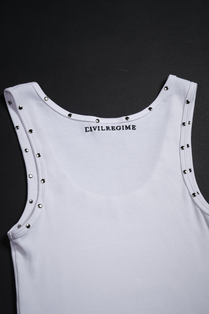 Vengeful Cropped Ribbed Tank in White