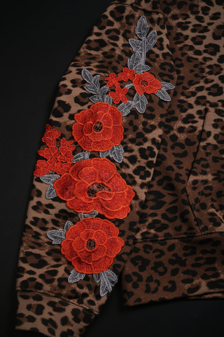 Wild Roses Forever Hoodie in Leopard