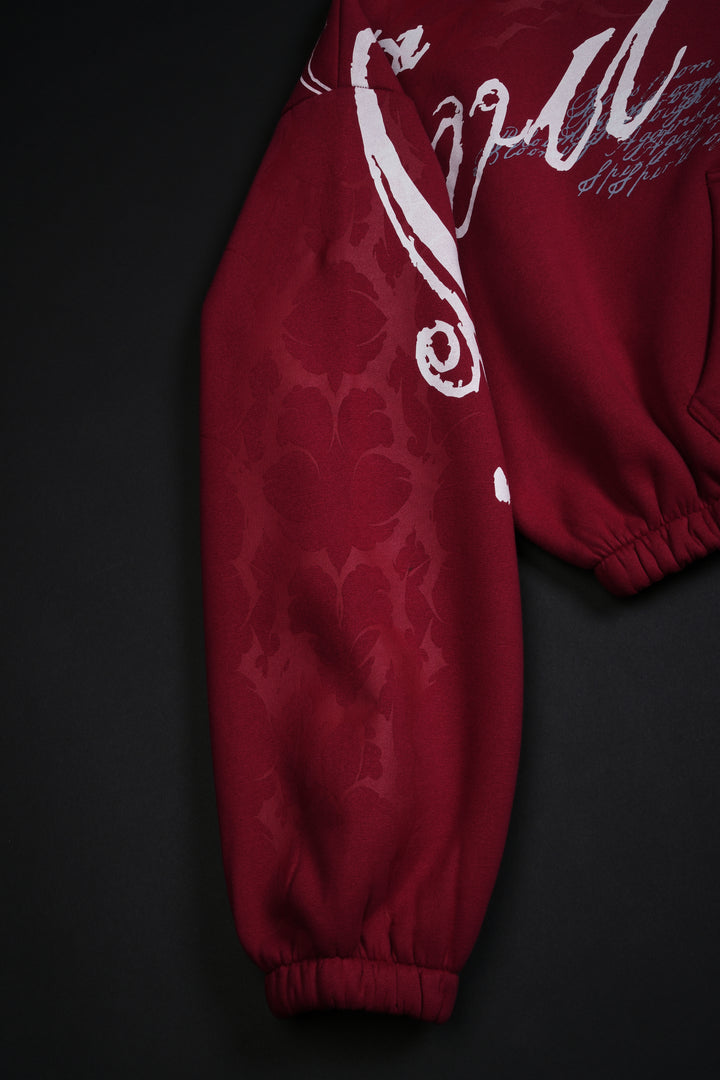 Letter To You Ultra Crop Zip Up Hoodie in Dark Red