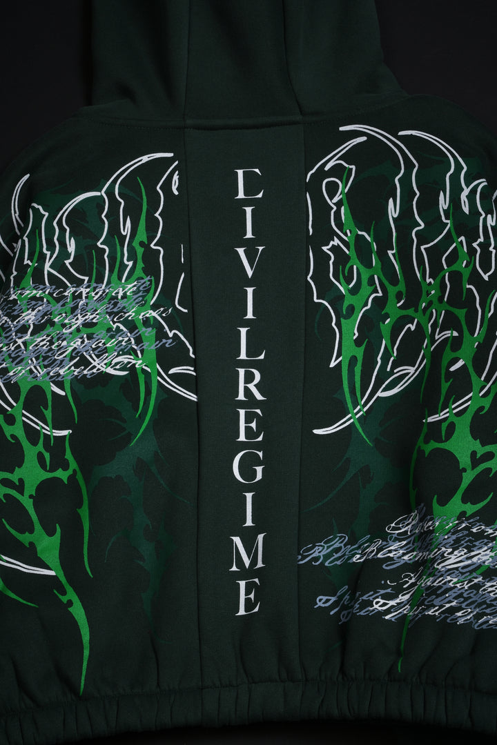 Letter To You Ultra Crop Zip Up Hoodie in Dark Green