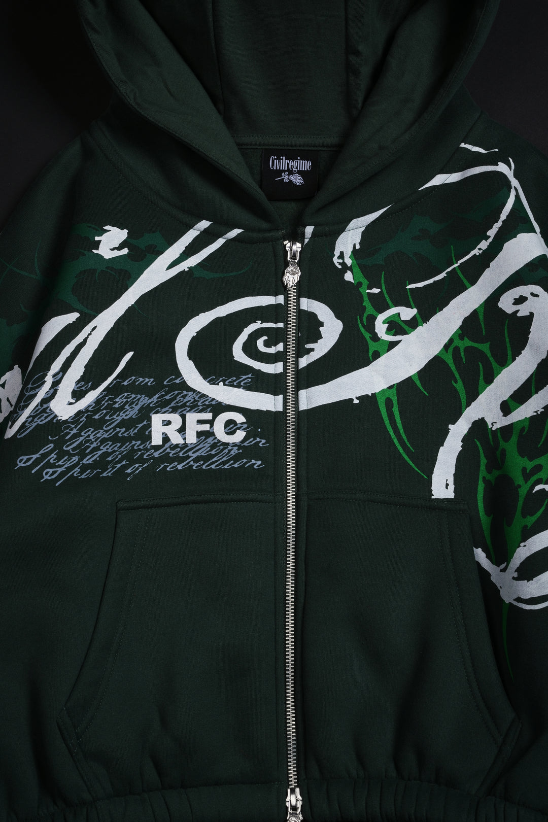 Letter To You Ultra Crop Zip Up Hoodie in Dark Green